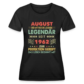 61. Geburtstag August Jahrgang 1962 Vintage - Frauen Funktions-T-Shirt - Schwarz - Vorne - AI Model Female 172 light (172cm)