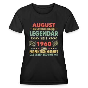 63. Geburtstag August Jahrgang 1960 Vintage - Frauen Funktions-T-Shirt - Schwarz - Vorne - AI Model Female 172 light (172cm)