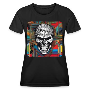 Totenkopf im Retro Style - Frauen Funktions-T-Shirt - Schwarz - Vorne - AI Model Female 172 light (172cm)