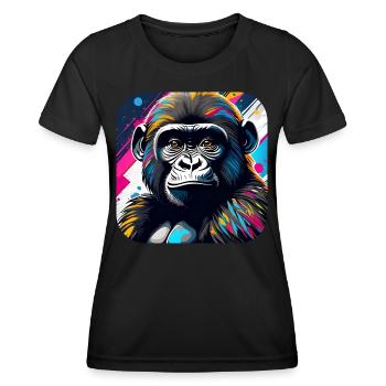 Cooler Gorilla im Graffiti Style - Frauen Funktions-T-Shirt - Schwarz - Vorne - AI Model Female 172 light (172cm)