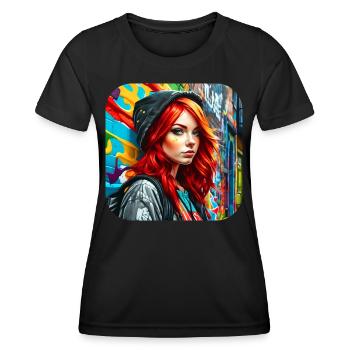 Cool irish redhead girl - Women's Functional T-Shirt - black - Front - AI Model Female 172 light (172cm)