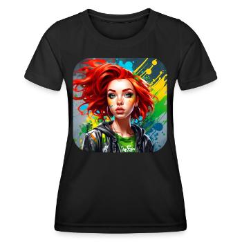 Cool Irish redhead girl - Women's Functional T-Shirt - black - Front - AI Model Female 172 light (172cm)