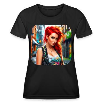 Cool Irish redhead girl - Women's Functional T-Shirt - black - Front - AI Model Female 172 light (172cm)