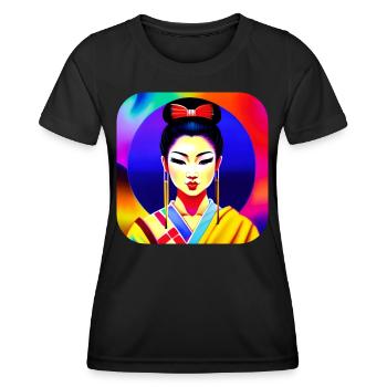 Geisha dans un style rétro - T-shirt sport Femme - noir - Devant - AI Model Female 172 light (172cm)