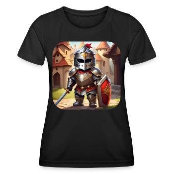 Cute knight in comic book style - Women's Functional T-Shirt - black - Front - AI Model Female 172 light (172cm)