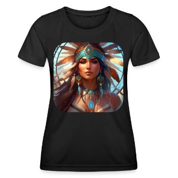 Chaman Fantaisie Mystique - T-shirt sport Femme - noir - Devant - AI Model Female 172 light (172cm)
