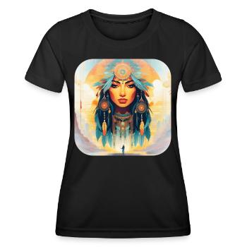 Femme mystique aux plumes VII - T-shirt sport Femme - noir - Devant - AI Model Female 172 light (172cm)