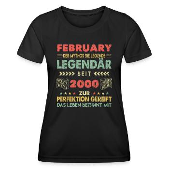 24th Birthday FEBRUARY Vintage 2000 Gift Idea - Women's Functional T-Shirt - black - Front - AI Model Female 172 light (172cm)