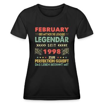 26. Geburtstag FEBRUAR Jahrgang 1998 Geschenkidee - Frauen Funktions-T-Shirt - Schwarz - Vorne - AI Model Female 172 light (172cm)
