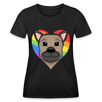 LGBT Hund Deutscher Schäferhund Regenbogen - Frauen Funktions-T-Shirt - Schwarz - Vorne - AI Model Female 172 light (172cm)