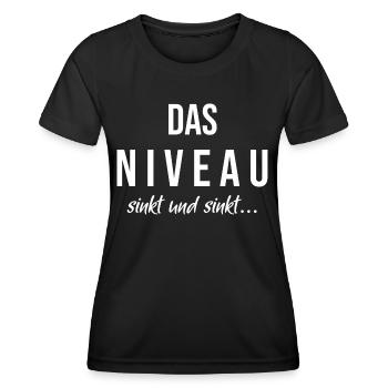 das niveau sinkt und sinkt - Frauen Funktions-T-Shirt - Schwarz - Vorne - AI Model Female 172 light (172cm)