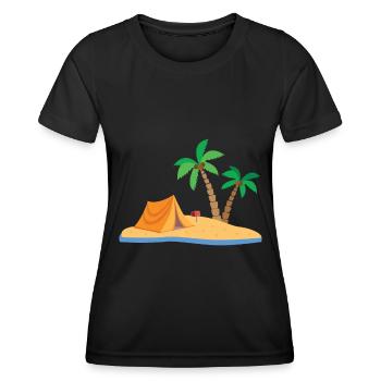AC New Horizon Island Nook Residents Gaming Fishing - T-shirt sport Femme - noir - Devant - AI Model Female 172 light (172cm)