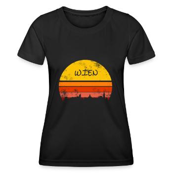 Wien Wiener Reise Retro Geschenk - Frauen Funktions-T-Shirt - Schwarz - Vorne - AI Model Female 172 light (172cm)