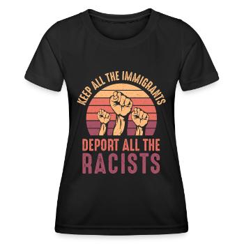 Revolution Widerstand Konsum Kapitalismus Politik - Frauen Funktions-T-Shirt - Schwarz - Vorne - AI Model Female 172 light (172cm)