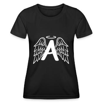 Ange gardien avec des ailes d'ange lettre A. - T-shirt sport Femme - noir - Devant - AI Model Female 172 light (172cm)