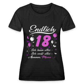18 Geburtstag Mädchen Geschenk lustig 18. Ehrentag - Frauen Funktions-T-Shirt - Schwarz - Vorne - AI Model Female 172 light (172cm)