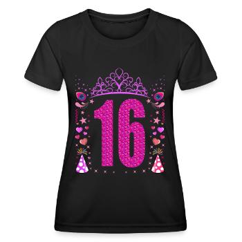 16. Geburtstag Mädchen Geschenk lustig 16 Jahre - Frauen Funktions-T-Shirt - Schwarz - Vorne - AI Model Female 172 light (172cm)