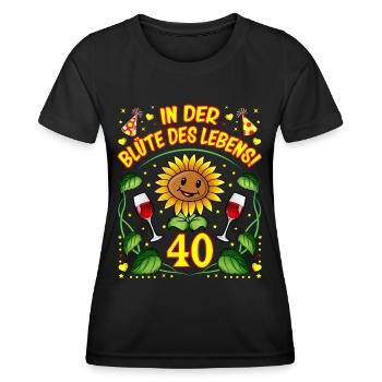 40 Geburtstag Geschenk lustig 40. Jubiläum Blumen - Frauen Funktions-T-Shirt - Schwarz - Vorne - AI Model Female 172 light (172cm)