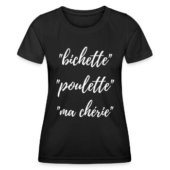 Bichette Poulette Ma chérie surnom femme copine - T-shirt sport Femme - noir - Devant - AI Model Female 172 light (172cm)