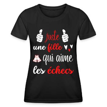 juste une fille qui aimes les échecs - T-shirt sport Femme - noir - Devant - AI Model Female 172 light (172cm)