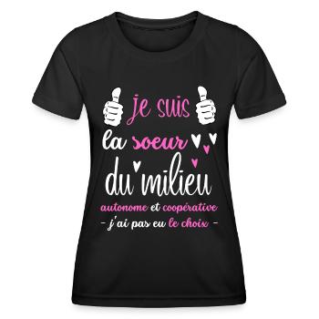 je suis la sœur du milieu autonome et coopérative - T-shirt sport Femme - noir - Devant - AI Model Female 172 light (172cm)