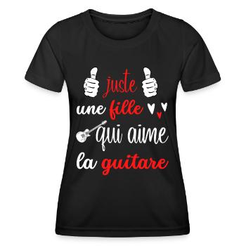 juste une fille qui aime la guitare - T-shirt sport Femme - noir - Devant - AI Model Female 172 light (172cm)