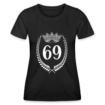 69. Geburtstag Zahl Jubiläum 69 - Frauen Funktions-T-Shirt - Schwarz - Vorne - AI Model Female 172 light (172cm)