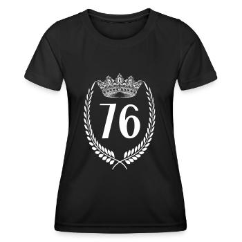 76. Geburtstag Zahl Jubiläum 76 - Frauen Funktions-T-Shirt - Schwarz - Vorne - AI Model Female 172 light (172cm)