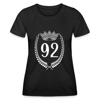 92. Geburtstag Zahl Jubiläum 92 - Frauen Funktions-T-Shirt - Schwarz - Vorne - AI Model Female 172 light (172cm)