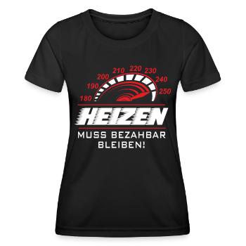 Heizen muss bezahlbar bleiben - Frauen Funktions-T-Shirt - Schwarz - Vorne - AI Model Female 172 light (172cm)