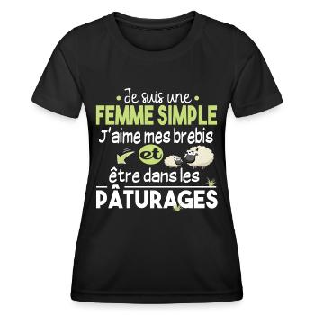 Brebis Mouton Laine Agneau Cadeau Ferme Agricole - T-shirt sport Femme - noir - Devant - AI Model Female 172 light (172cm)