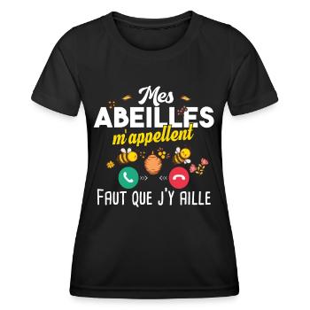 Abeille abeilles. Apiculture apiculteur humour - T-shirt sport Femme - noir - Devant - AI Model Female 172 light (172cm)