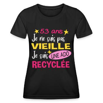 53 ans anniversaire mamie. Fête des Mères humour - T-shirt sport Femme - noir - Devant - AI Model Female 172 light (172cm)