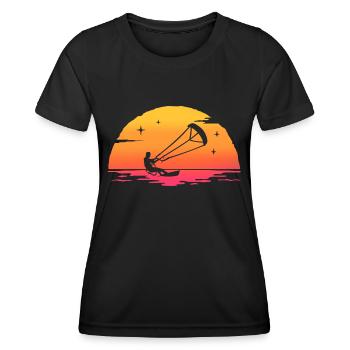 Sonnenaufgang Kitesurfen Kitesurfer - Frauen Funktions-T-Shirt - Schwarz - Vorne - AI Model Female 172 light (172cm)