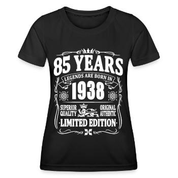 85 ans - né en 1938 - édition limitée - T-shirt sport Femme - noir - Devant - AI Model Female 172 light (172cm)