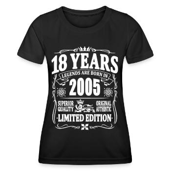 18 years old - born in 2005 - limited edition - Women's Functional T-Shirt - black - Front - AI Model Female 172 light (172cm)