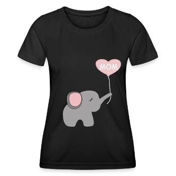 Elefant mit Herz MOM - Frauen Funktions-T-Shirt - Schwarz - Vorne - AI Model Female 172 light (172cm)