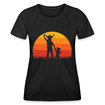 Vater und Tochter - Vater und Sohn, Vater Sohn und Tochter - Frauen Funktions-T-Shirt - Schwarz - Vorne - AI Model Female 172 light (172cm)