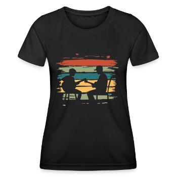 Père Fils Guitare Musique Vintage - T-shirt sport Femme - noir - Devant - AI Model Female 172 light (172cm)