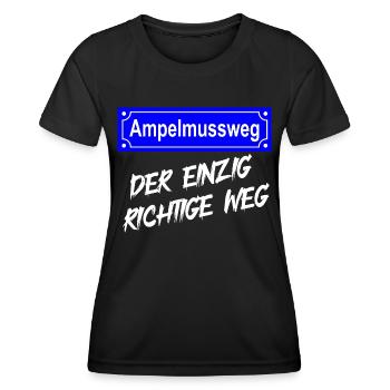 Ampelmussweg - Frauen Funktions-T-Shirt - Schwarz - Vorne - AI Model Female 172 light (172cm)
