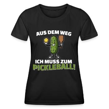 ich muss zum pickleball! geschenk witzig lustig - Frauen Funktions-T-Shirt - Schwarz - Vorne - AI Model Female 172 light (172cm)