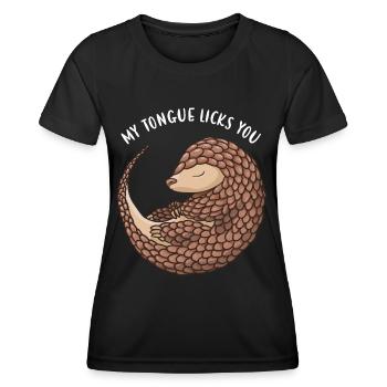 Ma langue te lèche Pangolin - T-shirt sport Femme - noir - Devant - AI Model Female 172 light (172cm)
