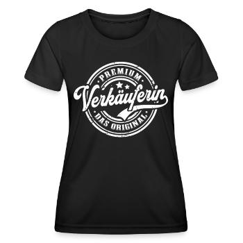 Verkäuferin Original Lustiges Kauffrau - Frauen Funktions-T-Shirt - Schwarz - Vorne - AI Model Female 172 light (172cm)