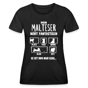 Mein Malteser hört fantastisch Hunde - Frauen Funktions-T-Shirt - Schwarz - Vorne - AI Model Female 172 light (172cm)