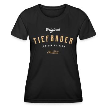 Tiefbauer Limited Edition Lustiges Tiefbau - Frauen Funktions-T-Shirt - Schwarz - Vorne - AI Model Female 172 light (172cm)