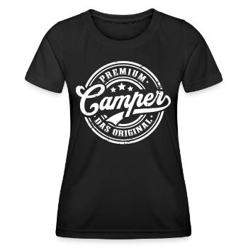 Camper Original Wohnwagen Lustiges Camping - Frauen Funktions-T-Shirt - Schwarz - Vorne - AI Model Female 172 light (172cm)