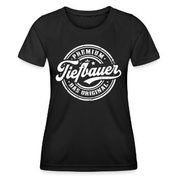 Tiefbauer Original Vintage Tiefbau - Frauen Funktions-T-Shirt - Schwarz - Vorne - AI Model Female 172 light (172cm)