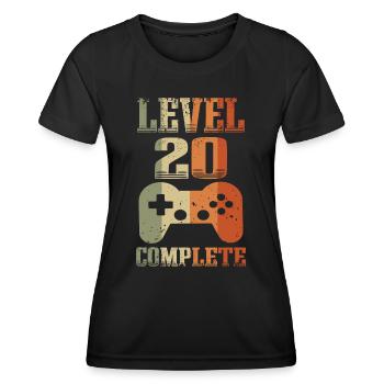 Retro 20. Geburtstag Level 20 Jahre Unlocked - Frauen Funktions-T-Shirt - Schwarz - Vorne - AI Model Female 172 light (172cm)