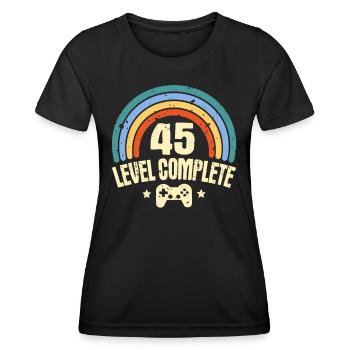 45th Birthday Level 45 Years Funny Gamer - Women's Functional T-Shirt - black - Front - AI Model Female 172 light (172cm)