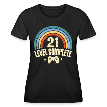 21. Geburtstag Level 21 Jahre Lustiges Gamer - Frauen Funktions-T-Shirt - Schwarz - Vorne - AI Model Female 172 light (172cm)